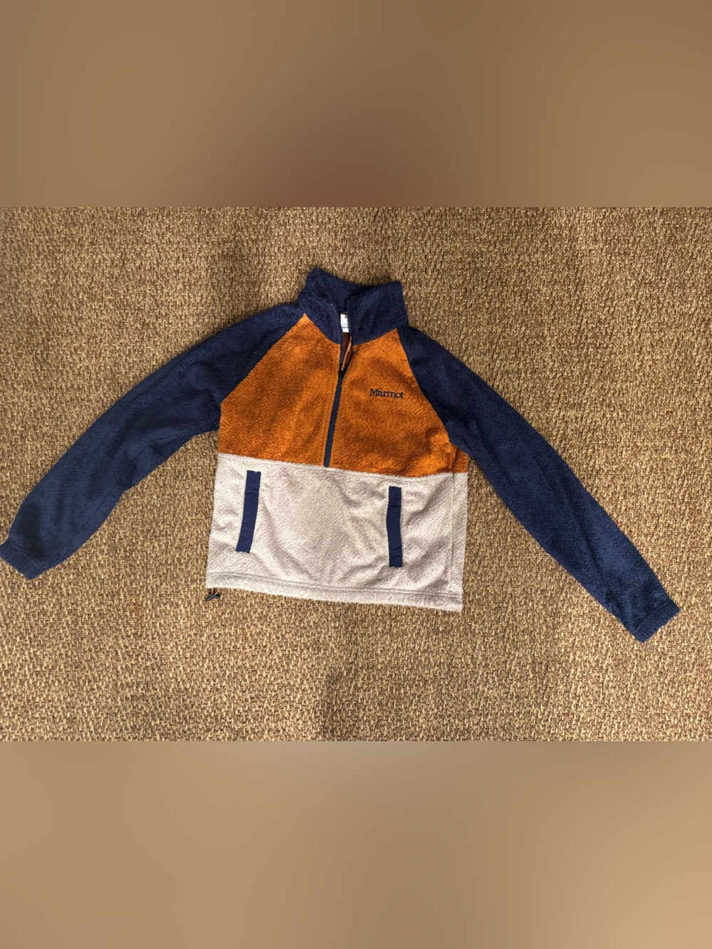 Marmot women’s Colorblock Fleece Jacket - Navy, Orange & Cream